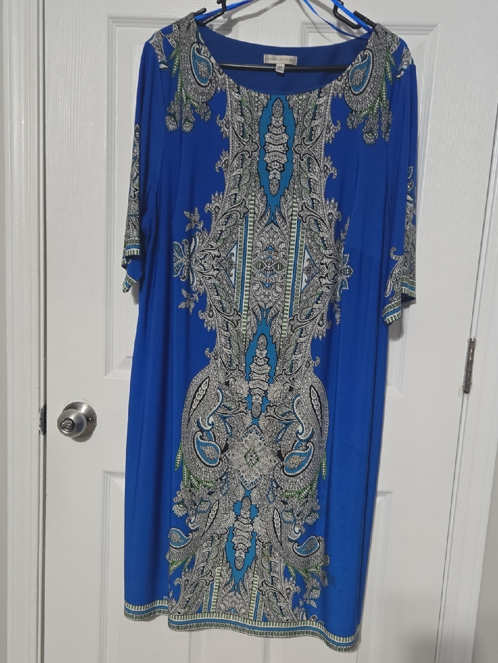 Alfani Royal Blue Paisley-Print Scoop Neck Midi Dress